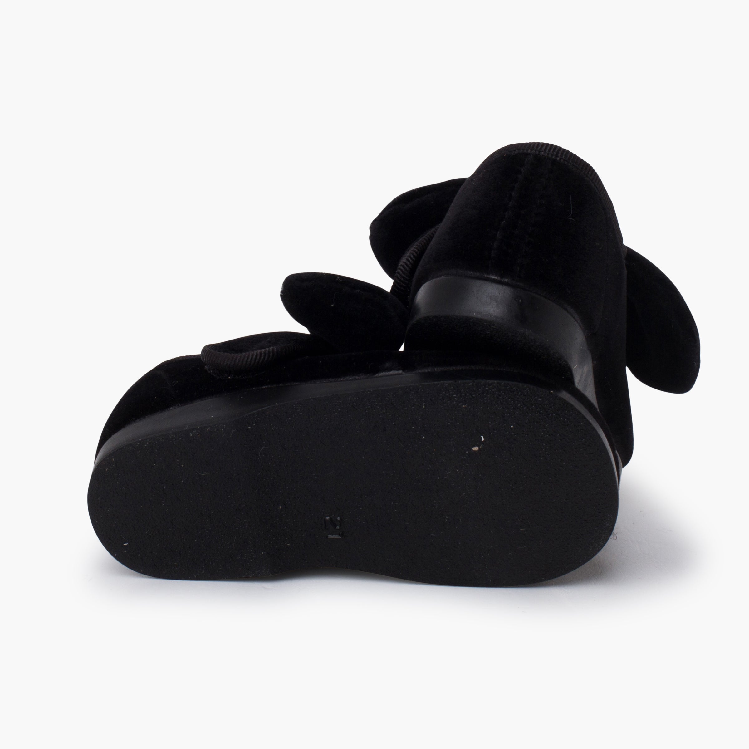 Zapato Niña Bailarina Terciopelo con Moño y Velcro color Negro