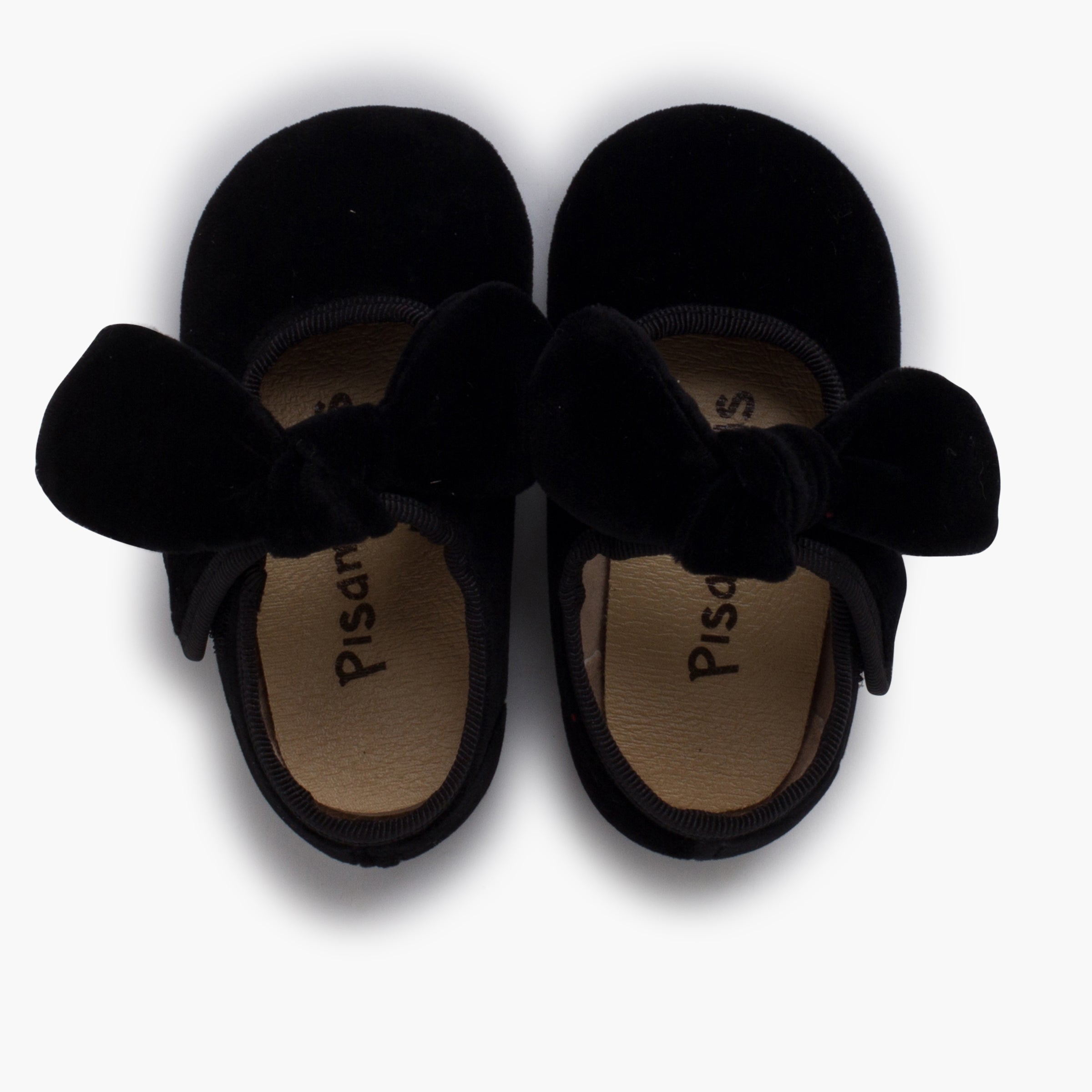 Zapato Niña Bailarina Terciopelo con Moño y Velcro color Negro