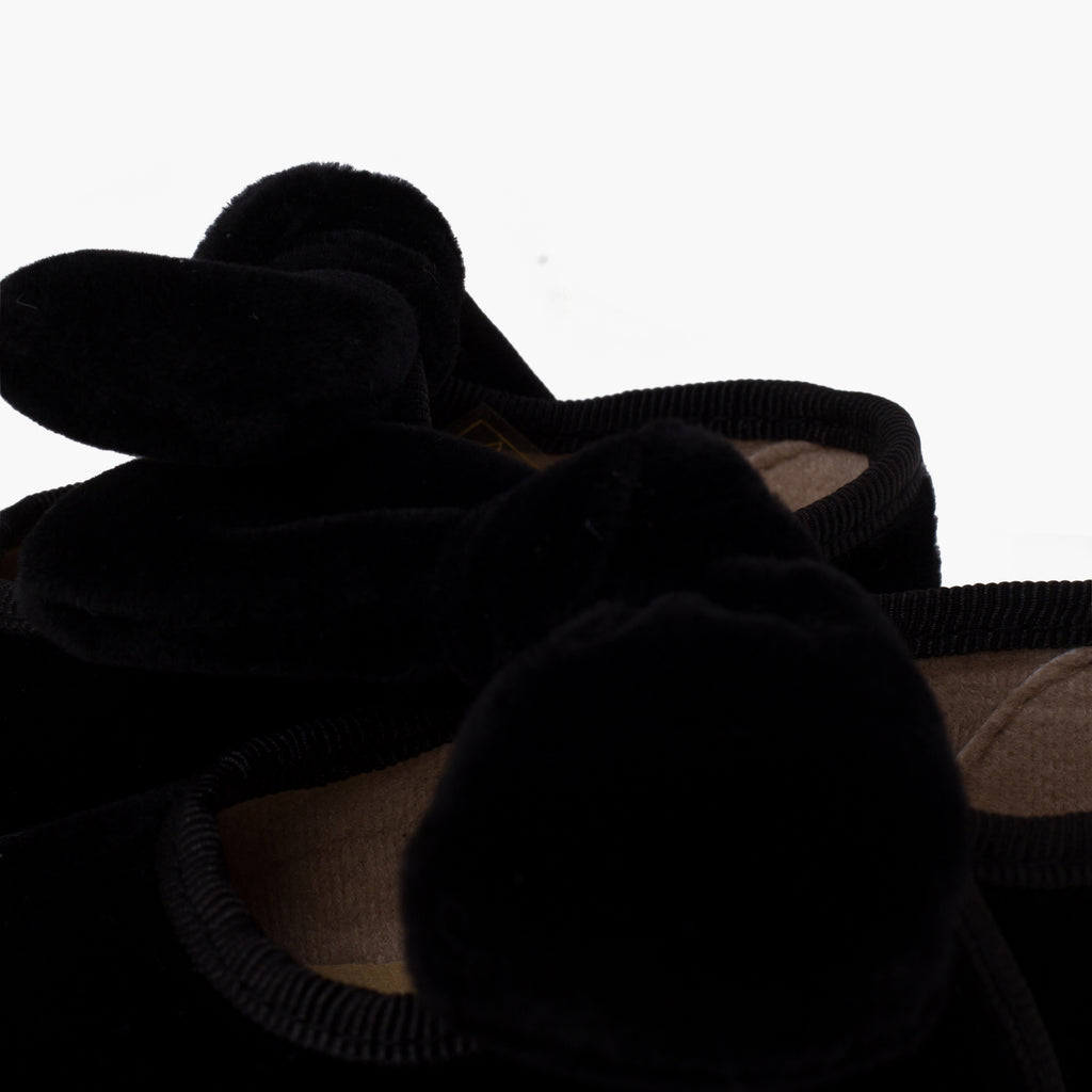 Zapato Niña Bailarina Terciopelo con Moño y Velcro color Negro