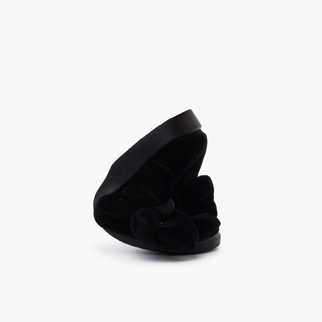 Zapato Niña Bailarina Terciopelo con Moño y Velcro color Negro
