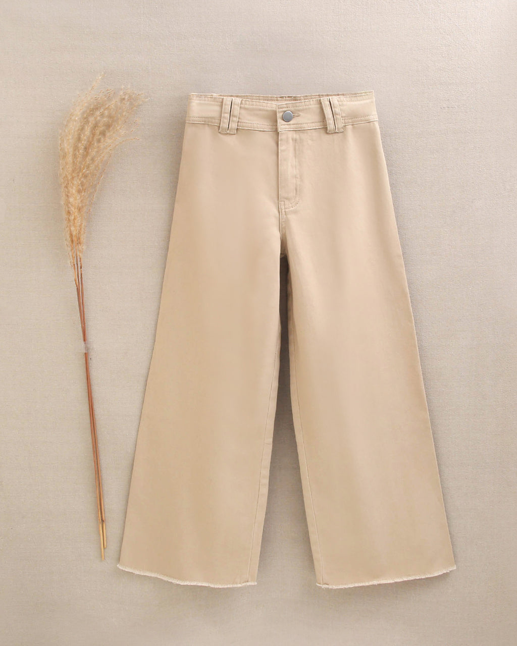 Pantalón de niña largo tipo palazzo beige