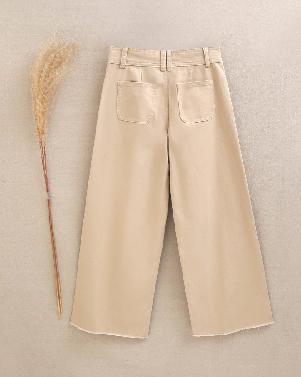 Pantalón de niña largo tipo palazzo beige
