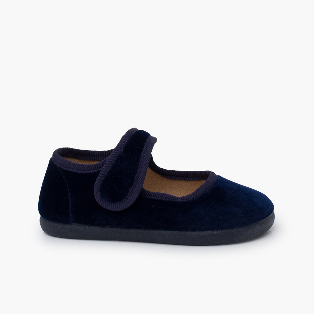 Bailarina Niña Barefoot Terciopelo con Velcro color Azul Marino