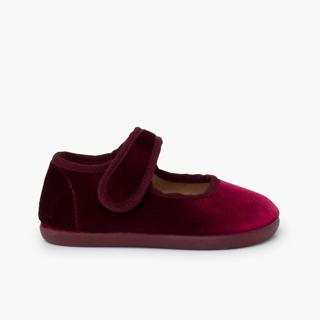 Bailarina Niña Barefoot Terciopelo con Velcro color Burdeo