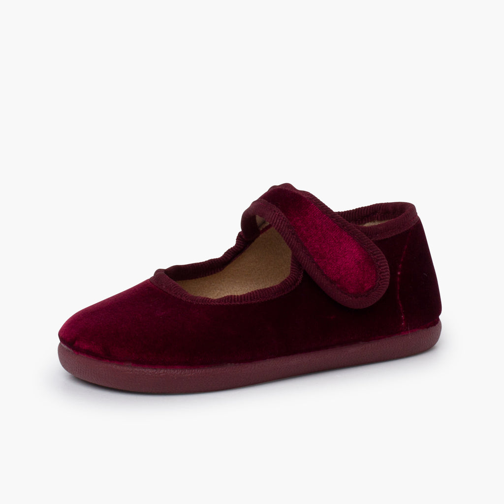 Bailarina Niña Barefoot Terciopelo con Velcro color Burdeo