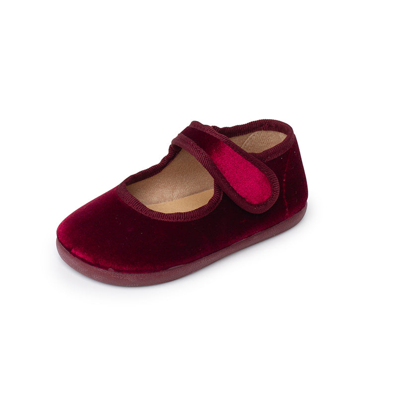 Bailarina Niña Barefoot Terciopelo con Velcro color Burdeo