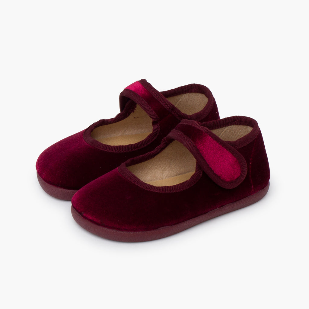Bailarina Niña Barefoot Terciopelo con Velcro color Burdeo