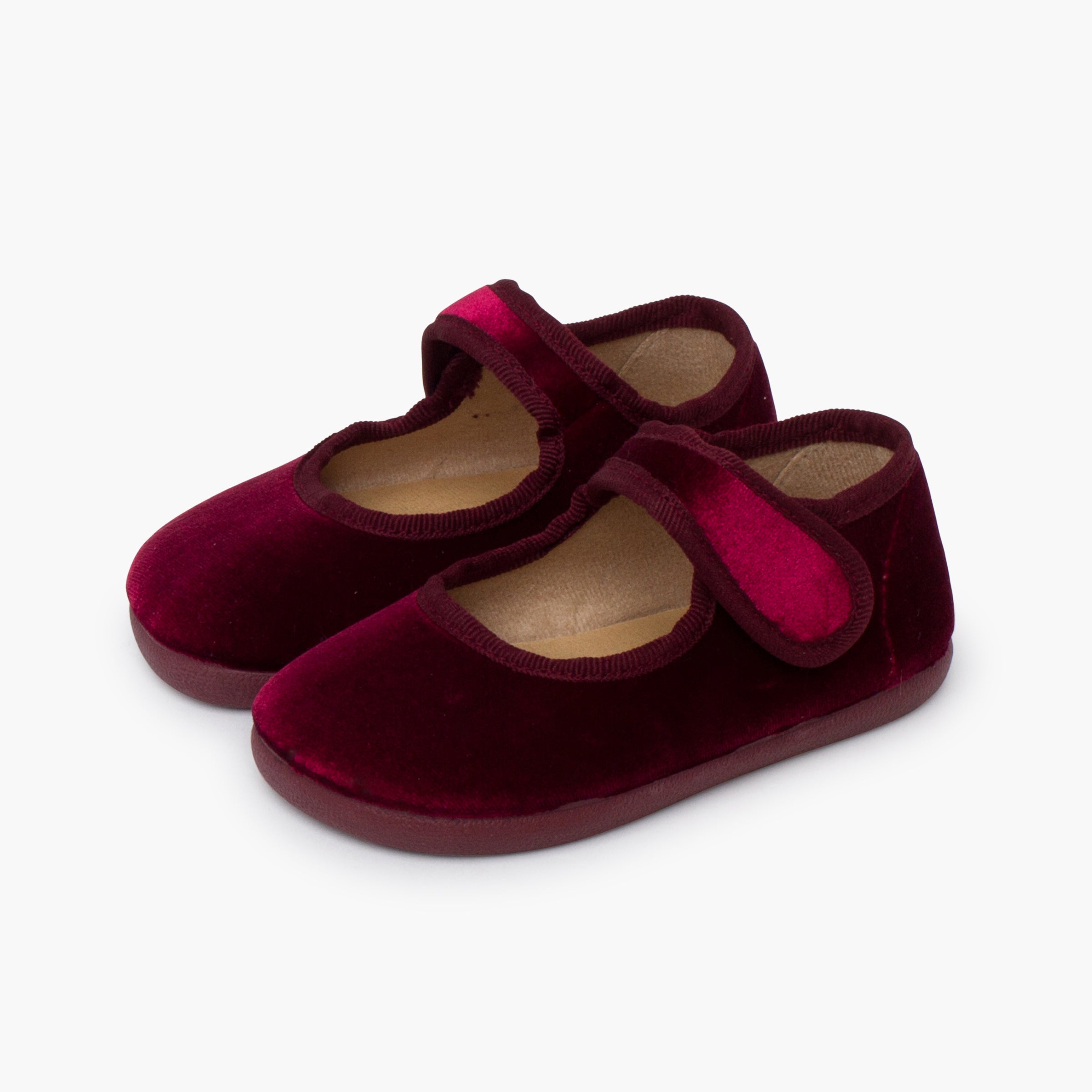 Bailarina Niña Barefoot Terciopelo con Velcro color Burdeo