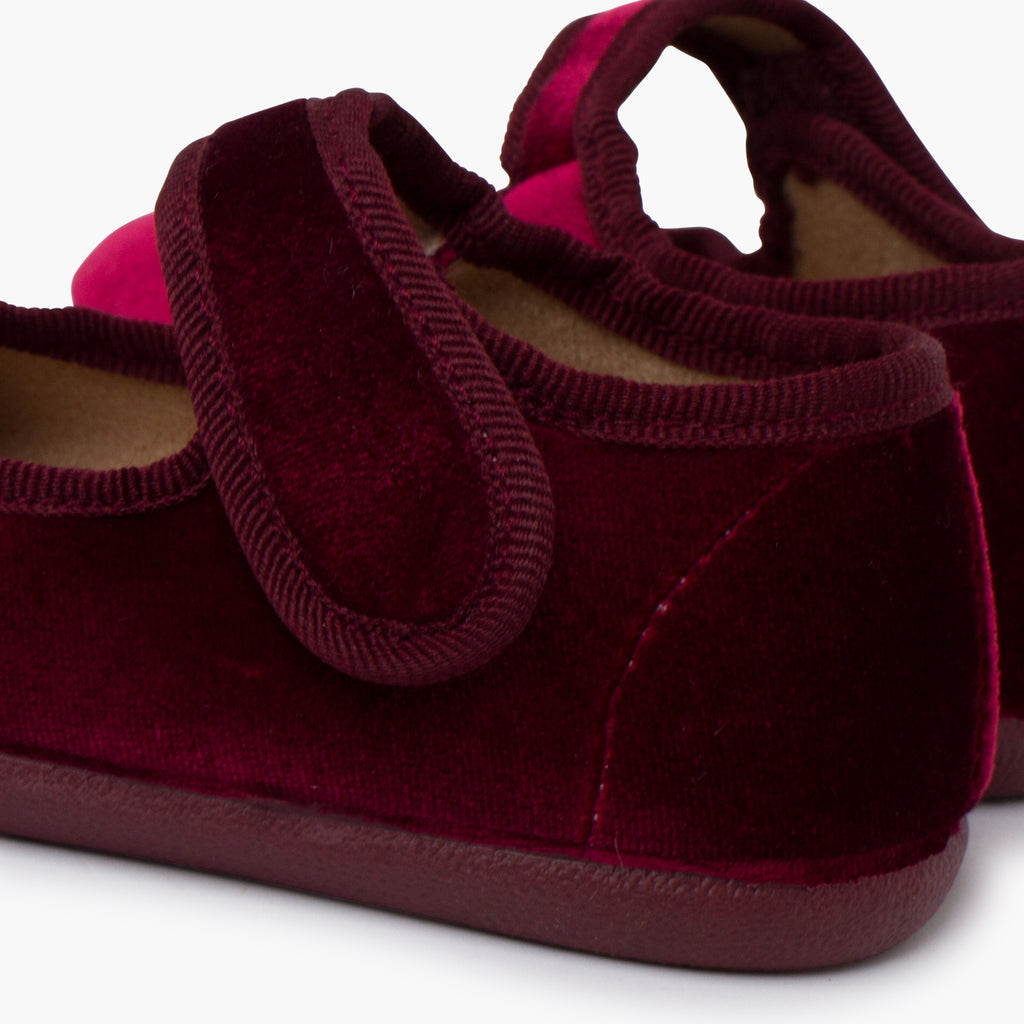 Bailarina Niña Barefoot Terciopelo con Velcro color Burdeo