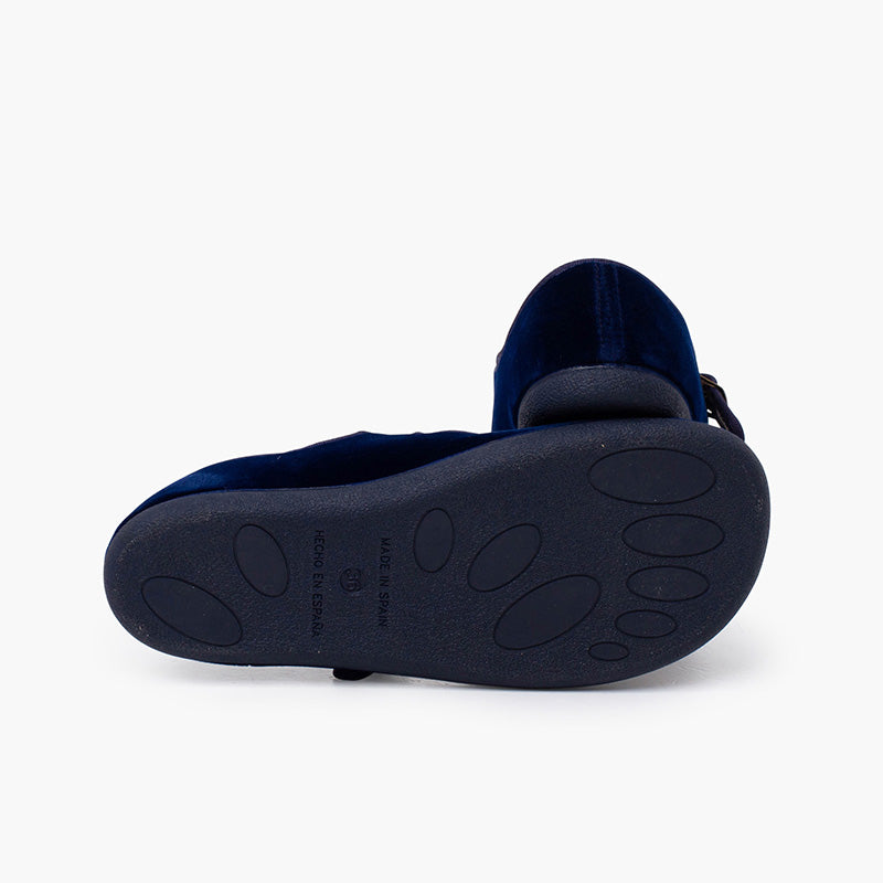 Zapato Mujer Bailarina Barefoot Terciopelo con Hebilla color Azul Marino