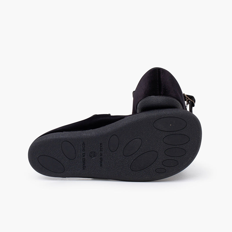 Zapato Mujer Bailarina Barefoot Terciopelo con Hebilla color Negro