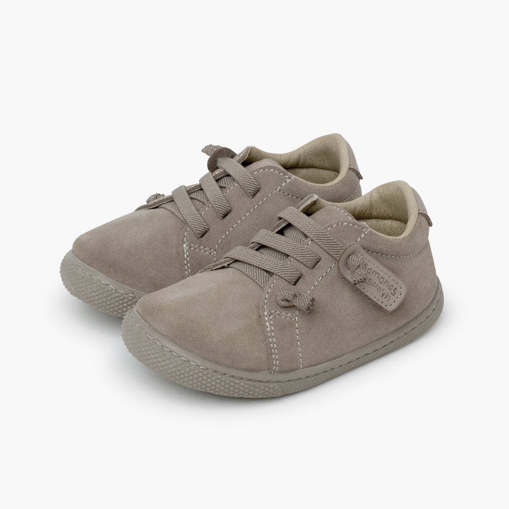 Bota Niño Gamuza Barefoot con Elástico color piedra