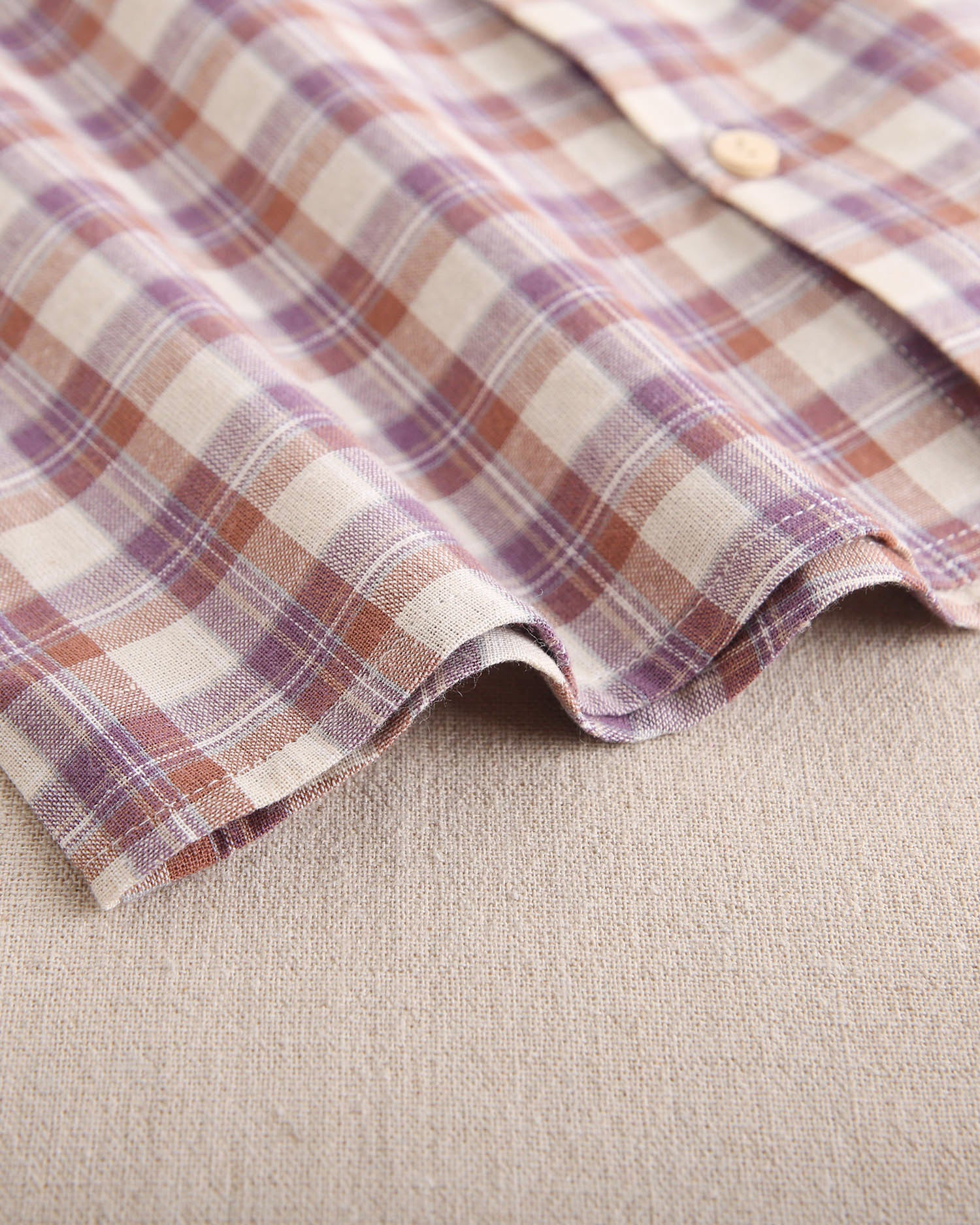 Camisa de niño de cuadros en beige, morado y teja