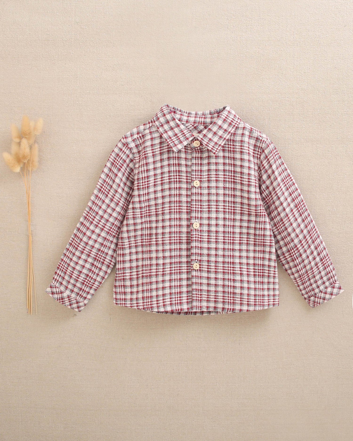 Camisa de niño de cuadros granate