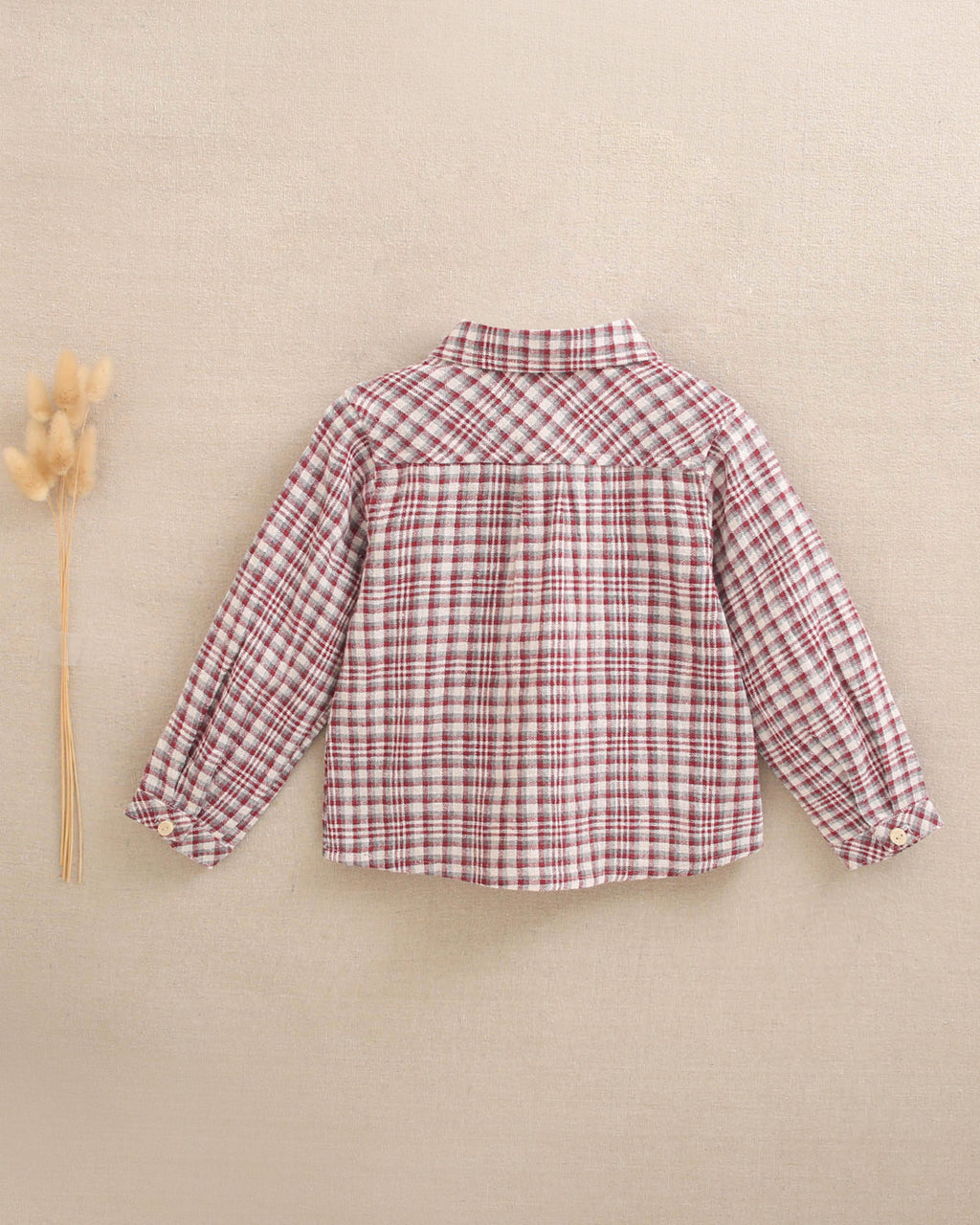 Camisa de niño de cuadros granate