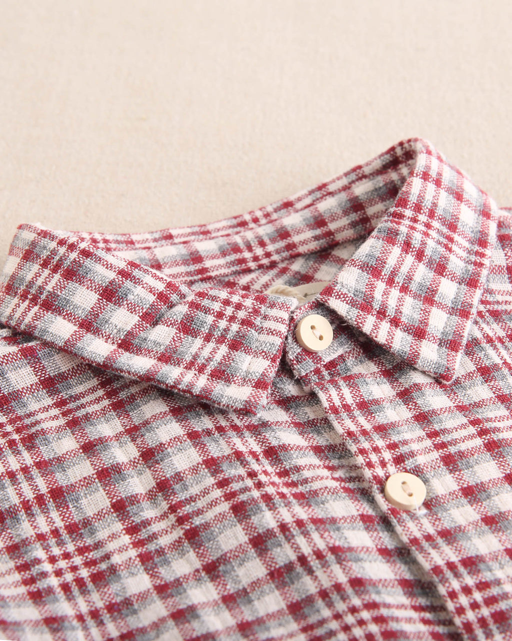 Camisa de bebé niño de cuadros granate