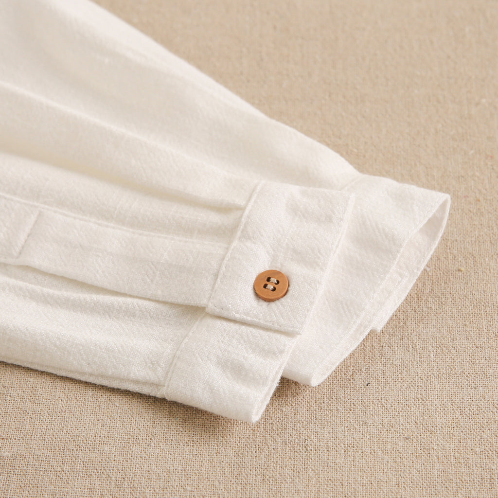 Camisa niño blanca de lino con cuello mao