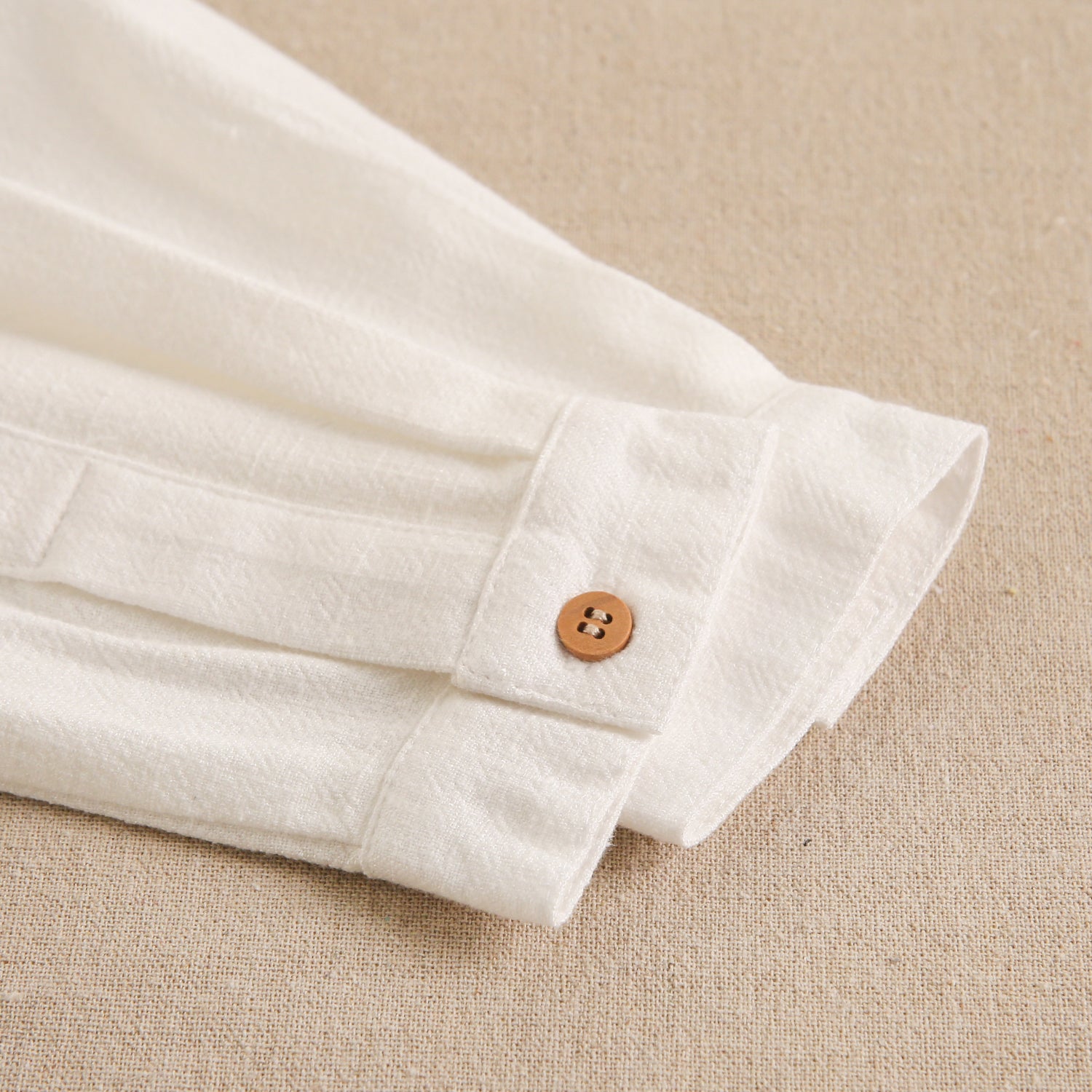 Camisa niño blanca de lino con cuello mao