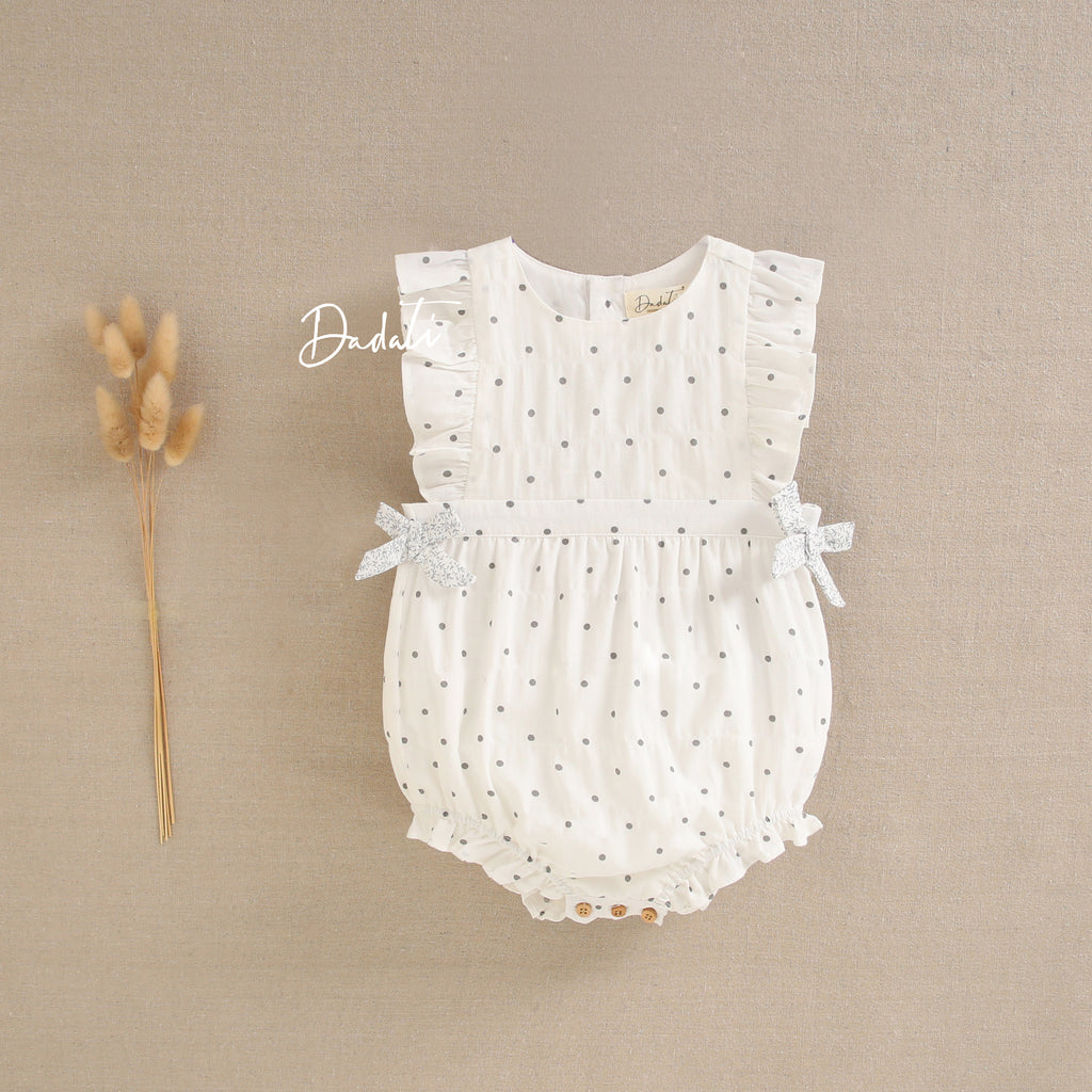 Ranita bebé niña estampado con lunares grises