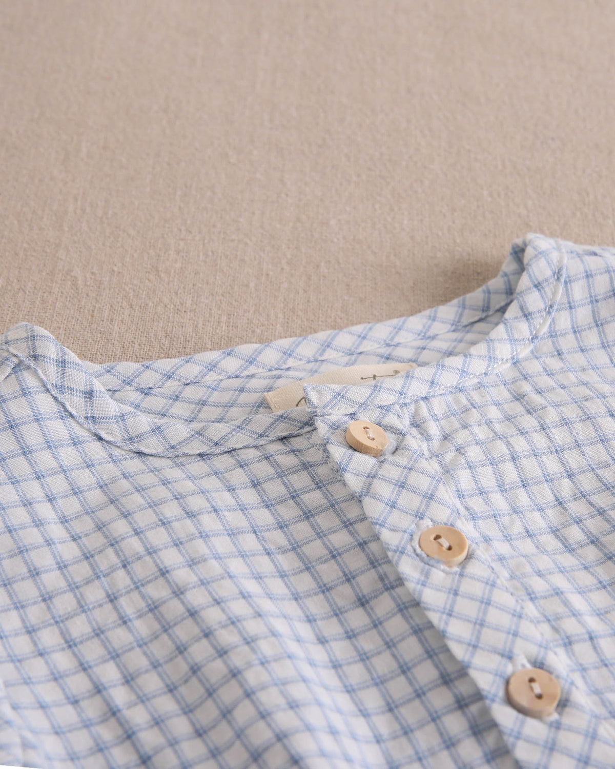 Conjunto bebé niño camisa cuadros vichy azul pastel y short azul