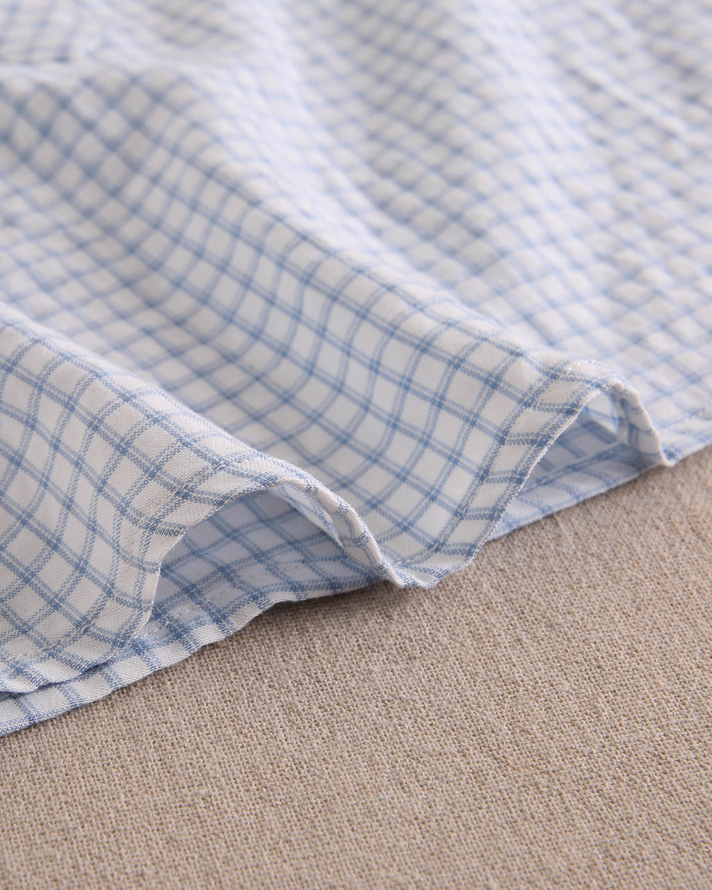 Conjunto bebé niño camisa cuadros vichy azul pastel y short azul
