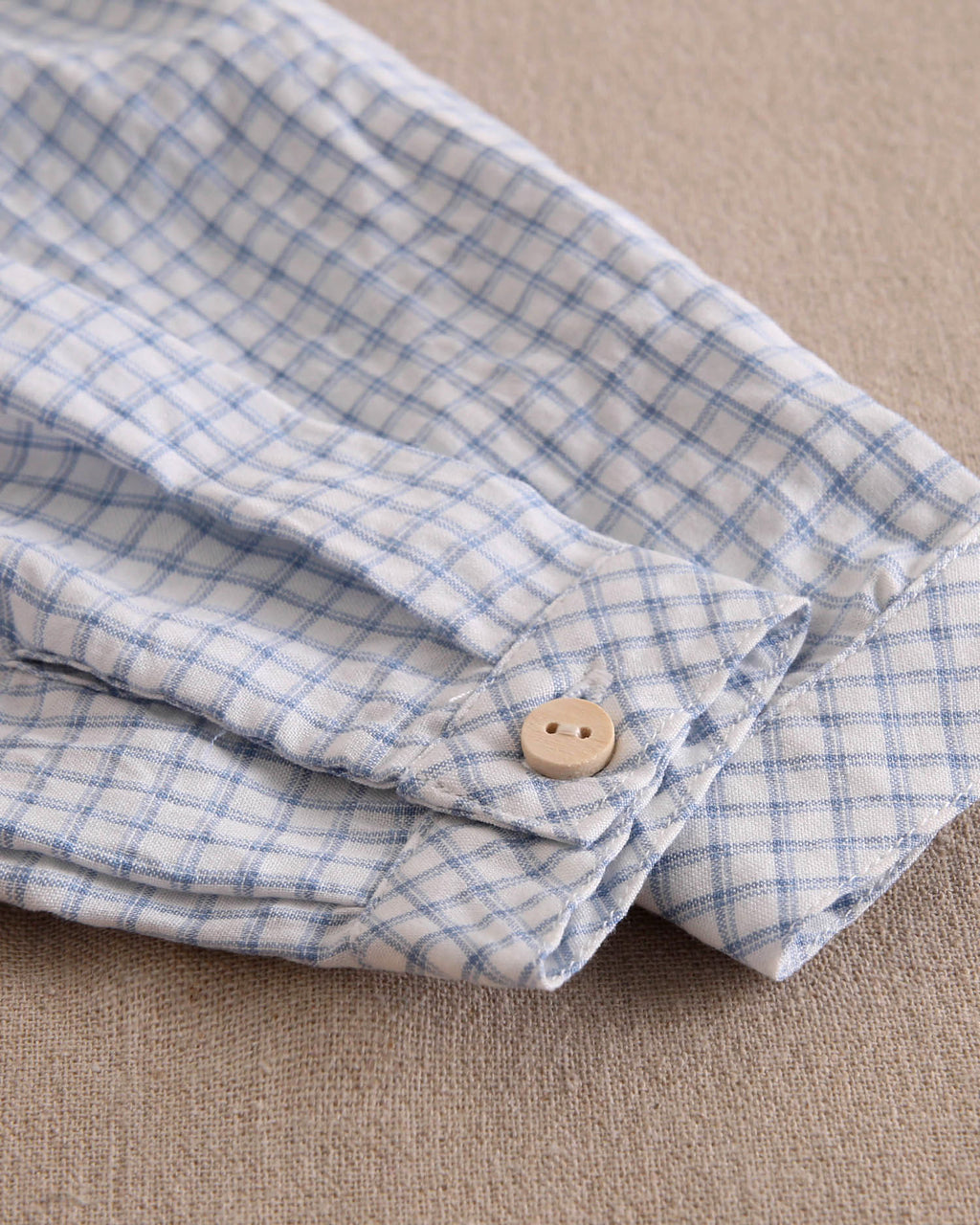 Conjunto bebé niño camisa cuadros vichy azul pastel y short azul