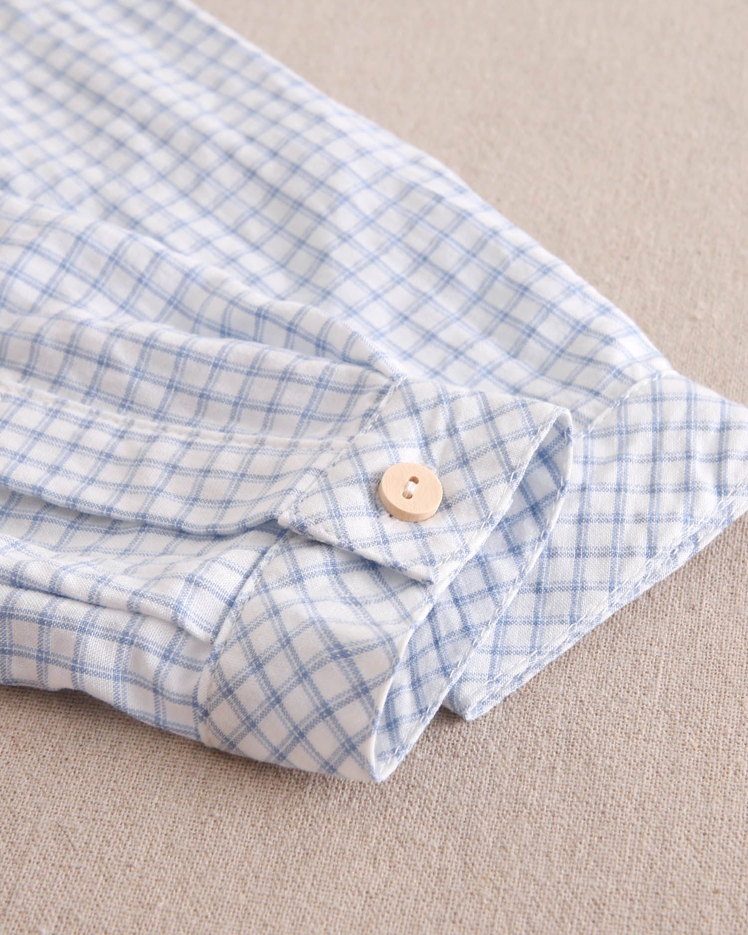 Camisa niño en cuadro vichy azul pastel