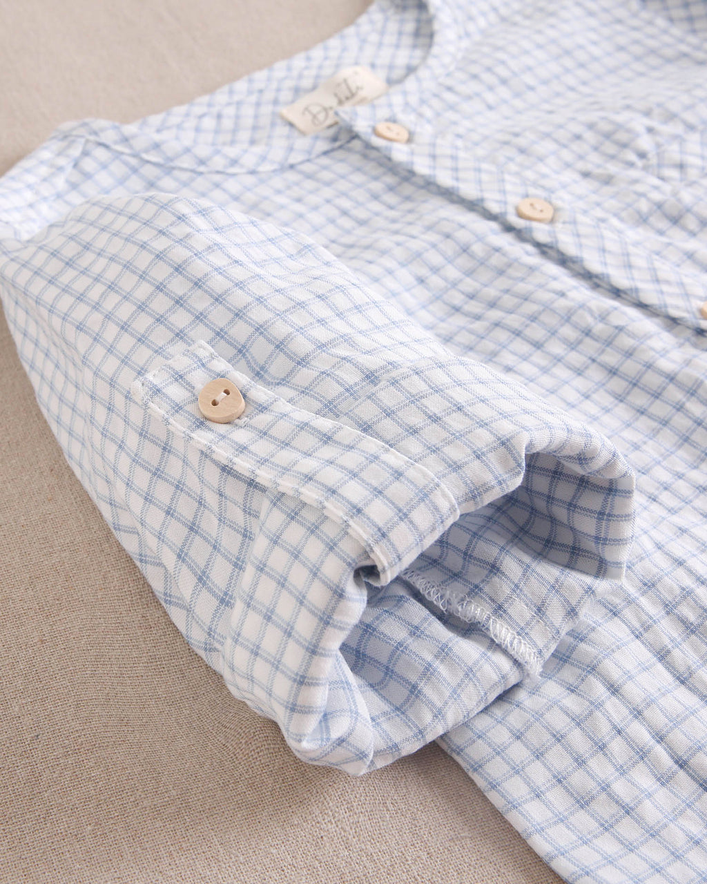 Camisa niño en cuadro vichy azul pastel