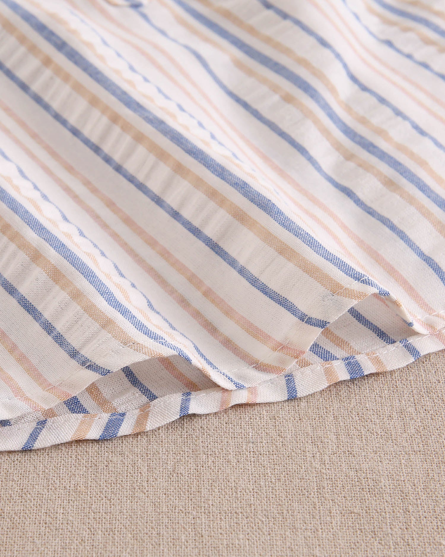 Camisa niño de rayas mostaza y azul