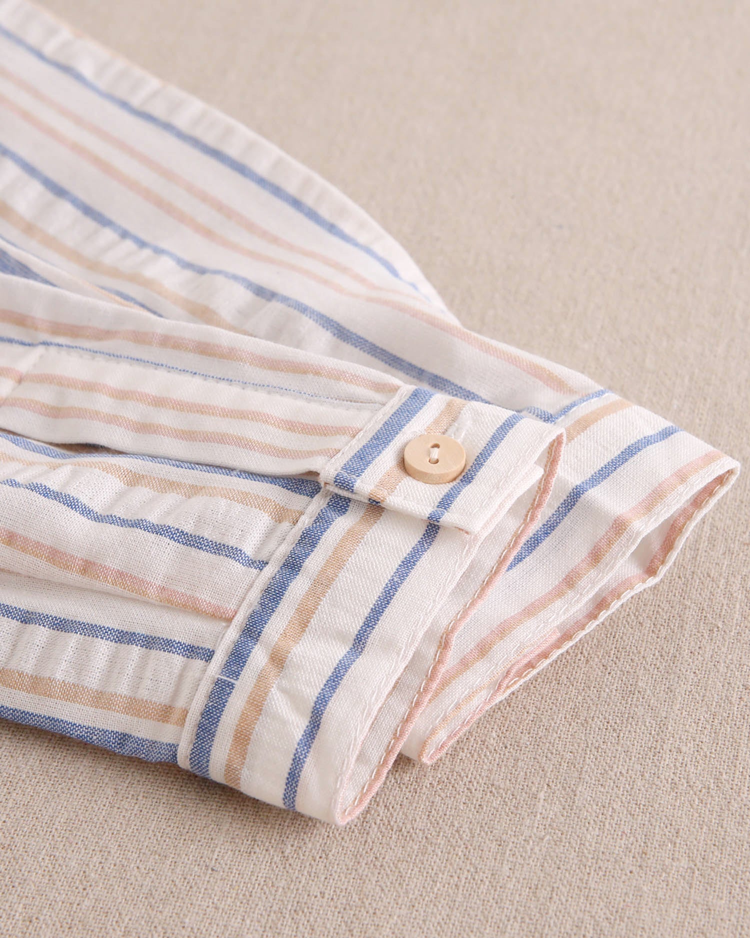 Camisa niño de rayas mostaza y azul