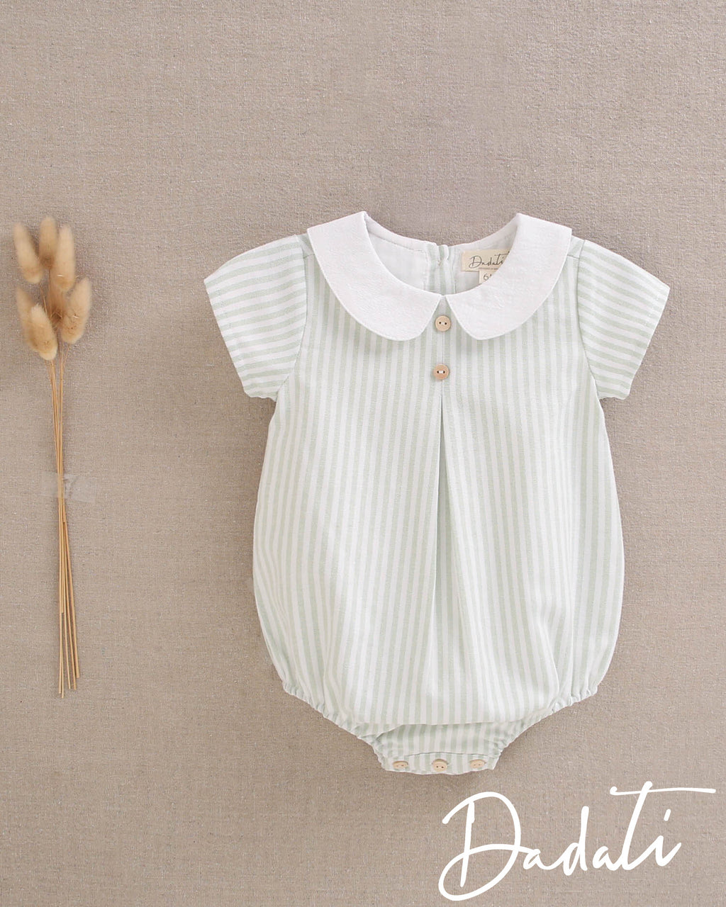 Ranita bebé niño rayas verde agua