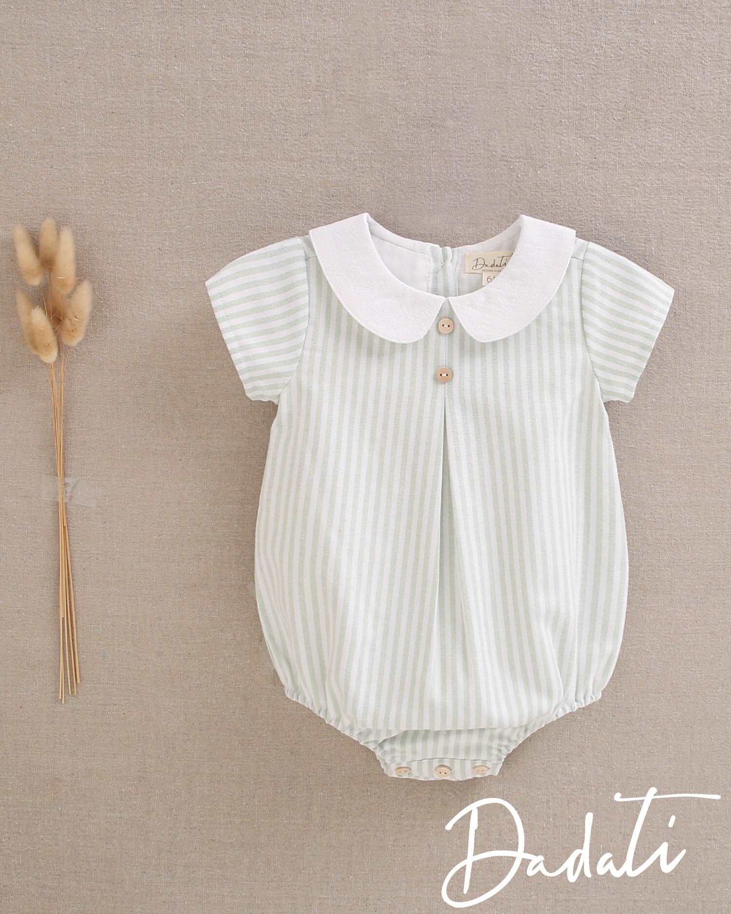 Ranita bebé niño rayas verde agua