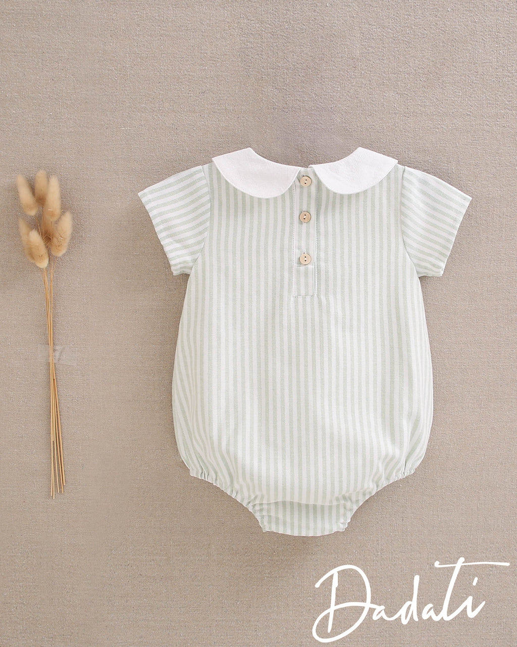 Ranita bebé niño rayas verde agua