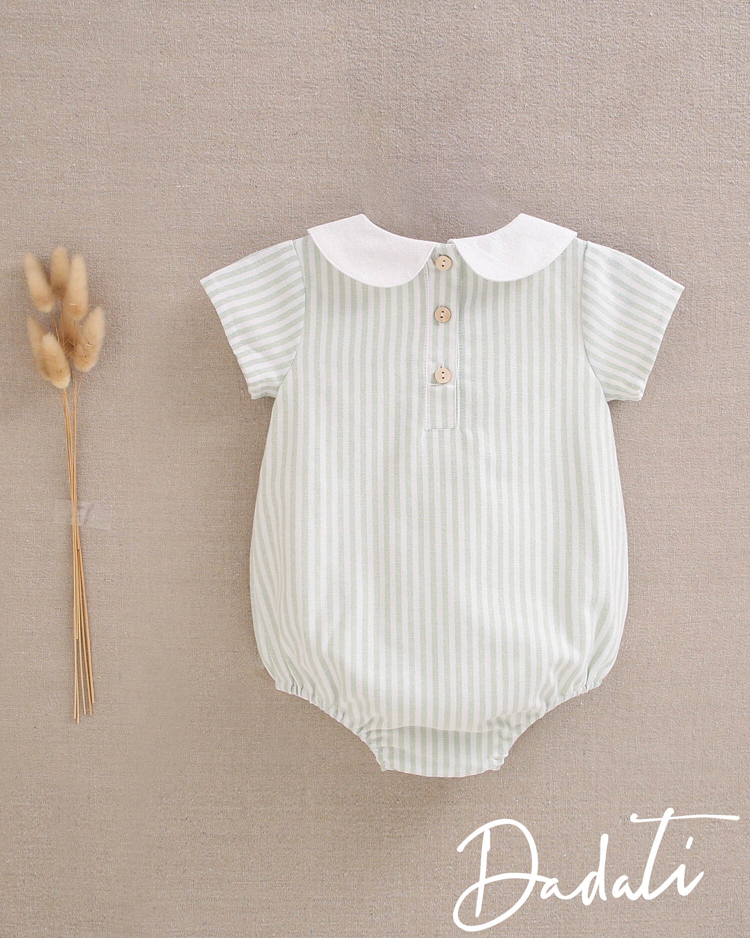 Ranita bebé niño rayas verde agua