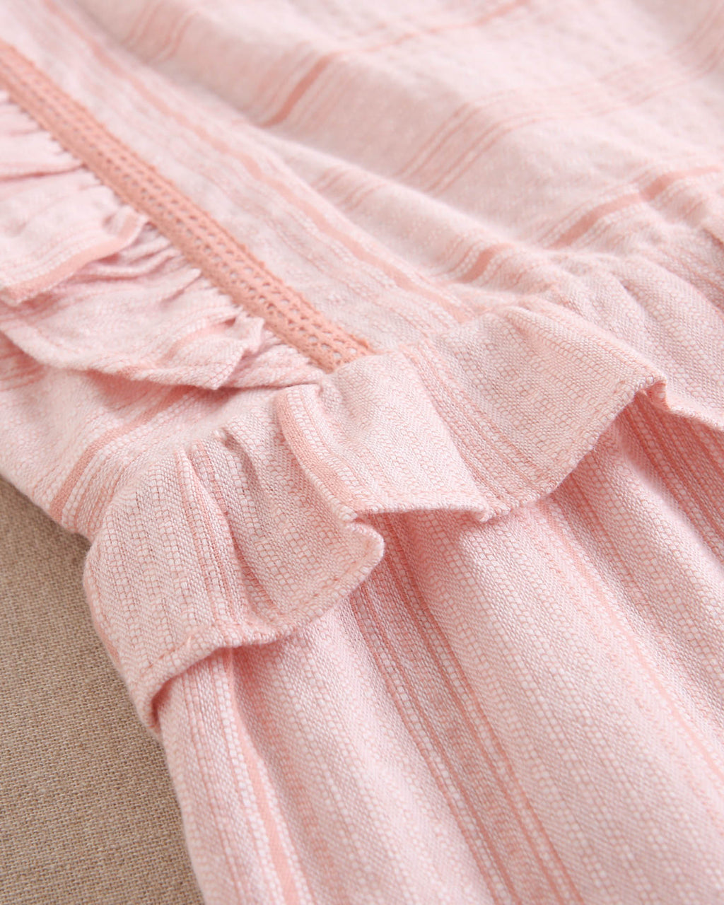 Enterito niña naranja de rayas con volantes en tirantes