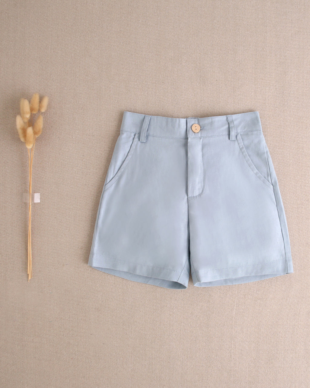 Bermuda niño de lino azulón