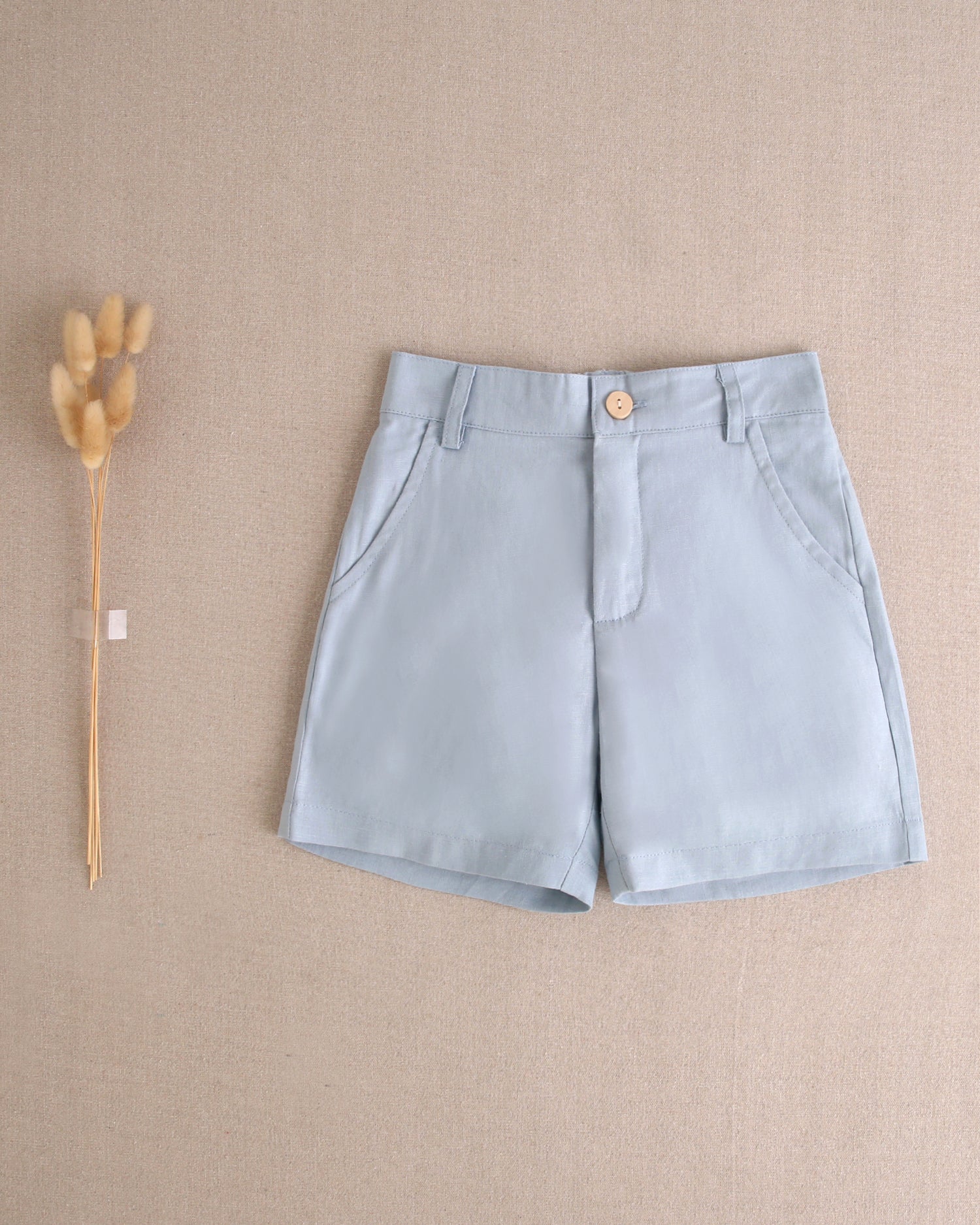 Bermuda niño de lino azulón