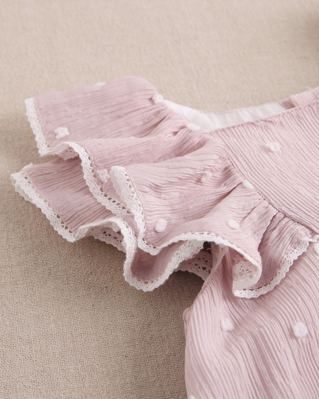 Vestido bebé niña plumeti rosa con mini topitos