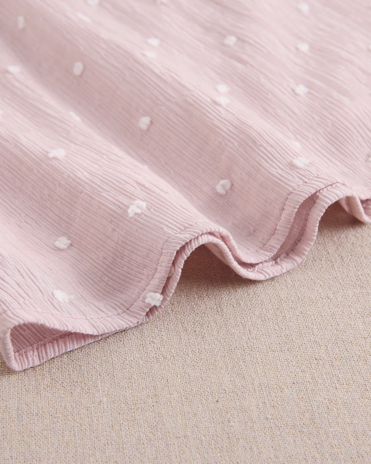 Vestido bebé niña plumeti rosa con mini topitos