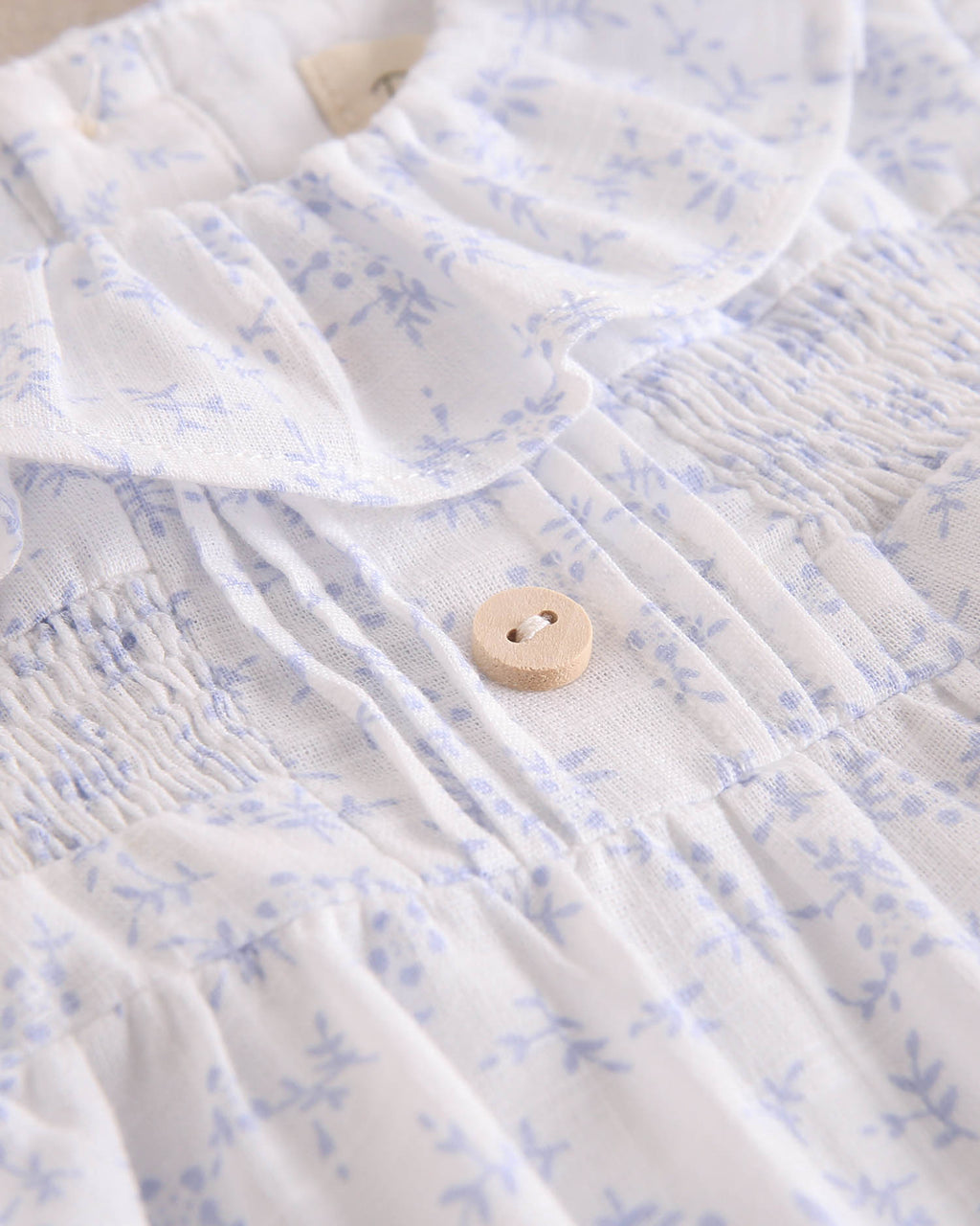 Vestido bebé niña blanco con flores celestes