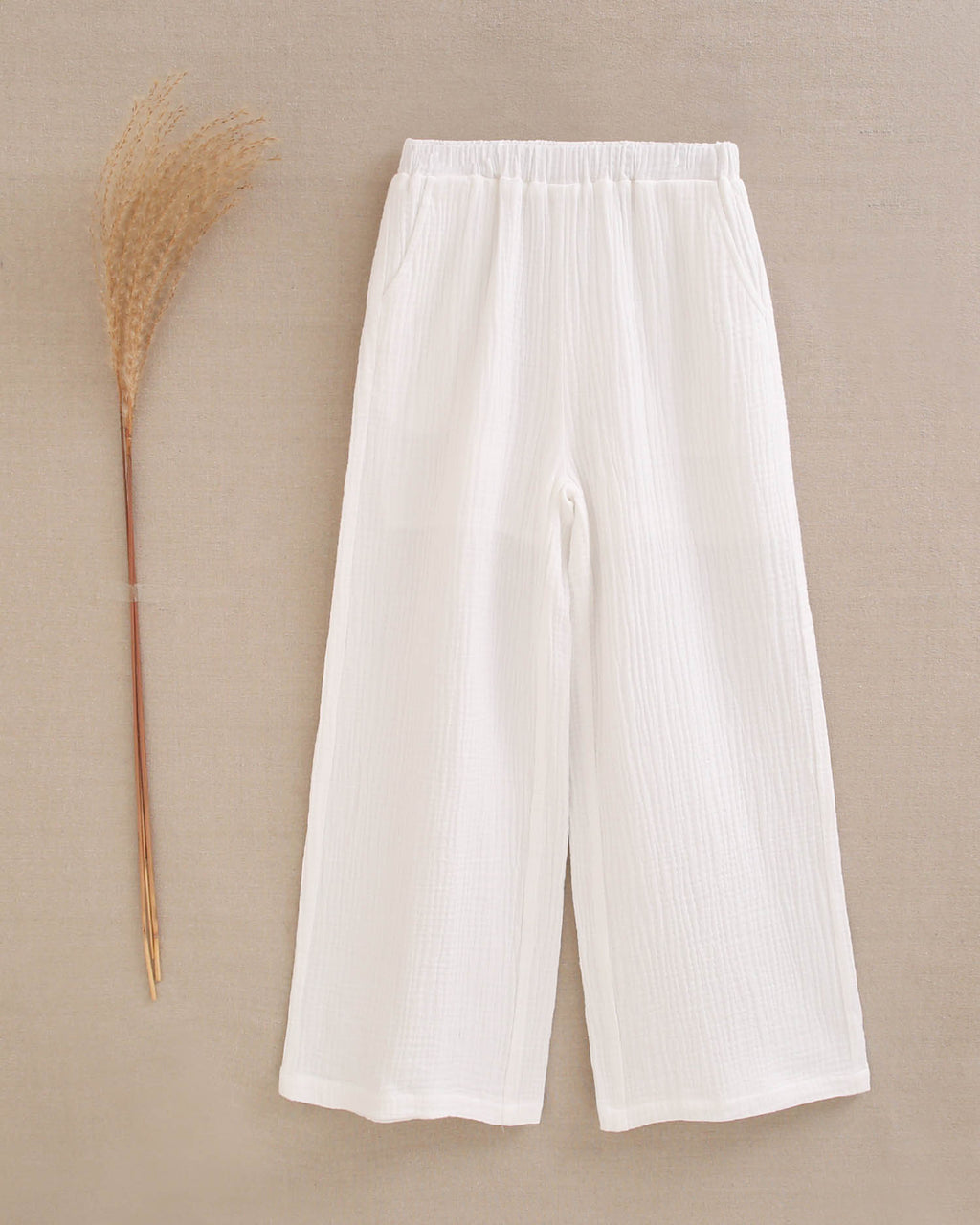 Pantalón niña de muselina blanco fluido