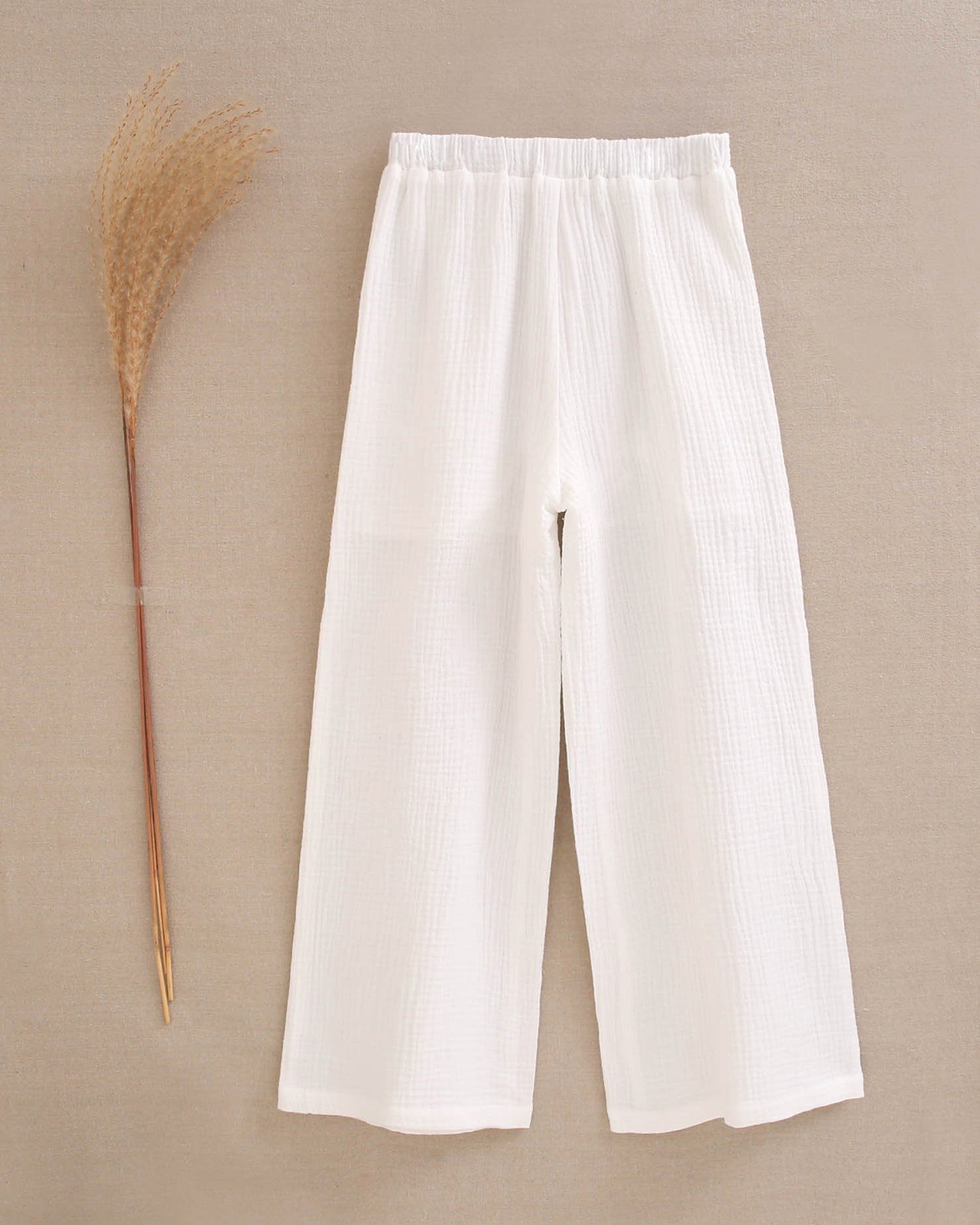Pantalón niña de muselina blanco fluido