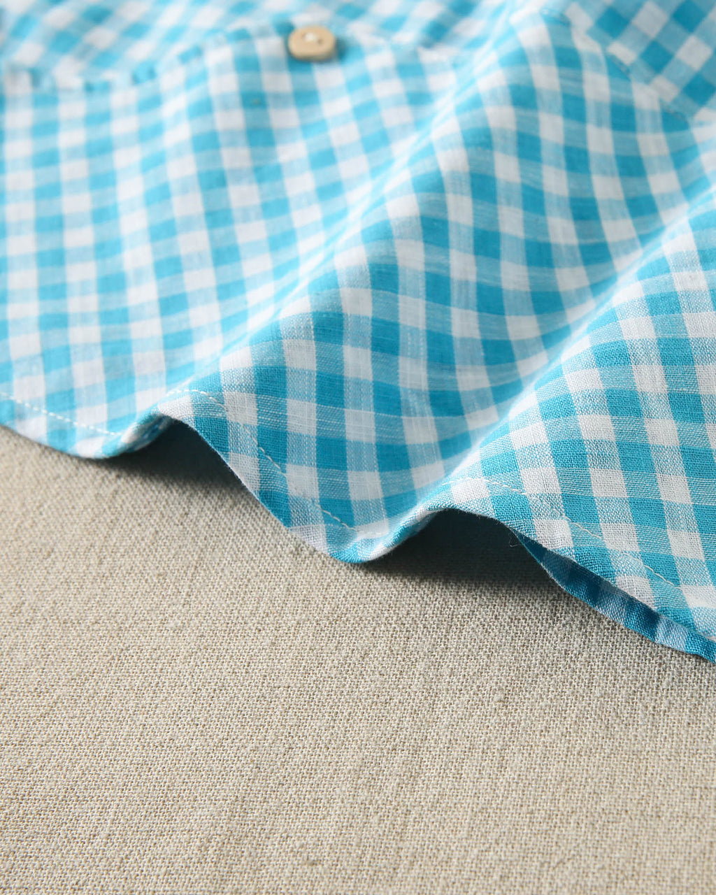 Conjunto bebé niño camisa de cuadros vichy turquesa y short blanco