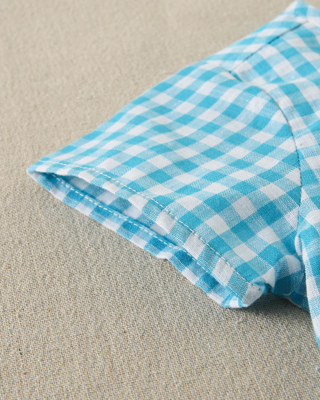 Conjunto bebé niño camisa de cuadros vichy turquesa y short blanco