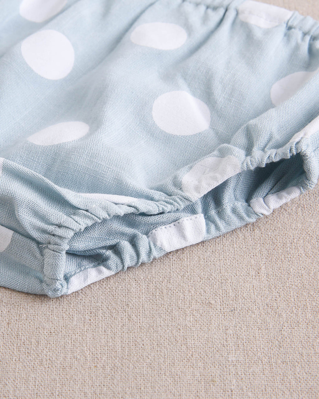 Vestido de bebé niña azul cielo con lunares blancos