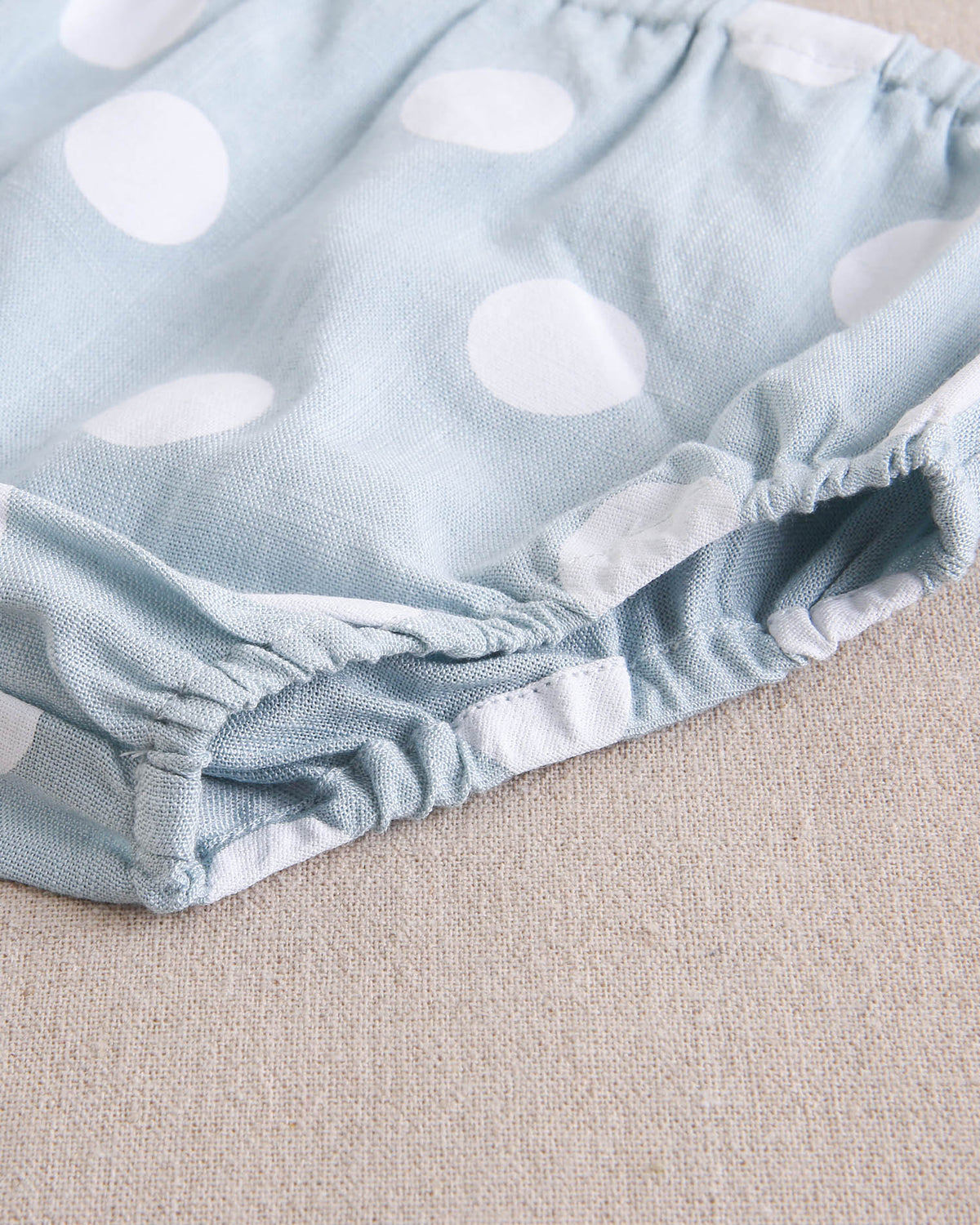 Vestido de bebé niña azul cielo con lunares blancos