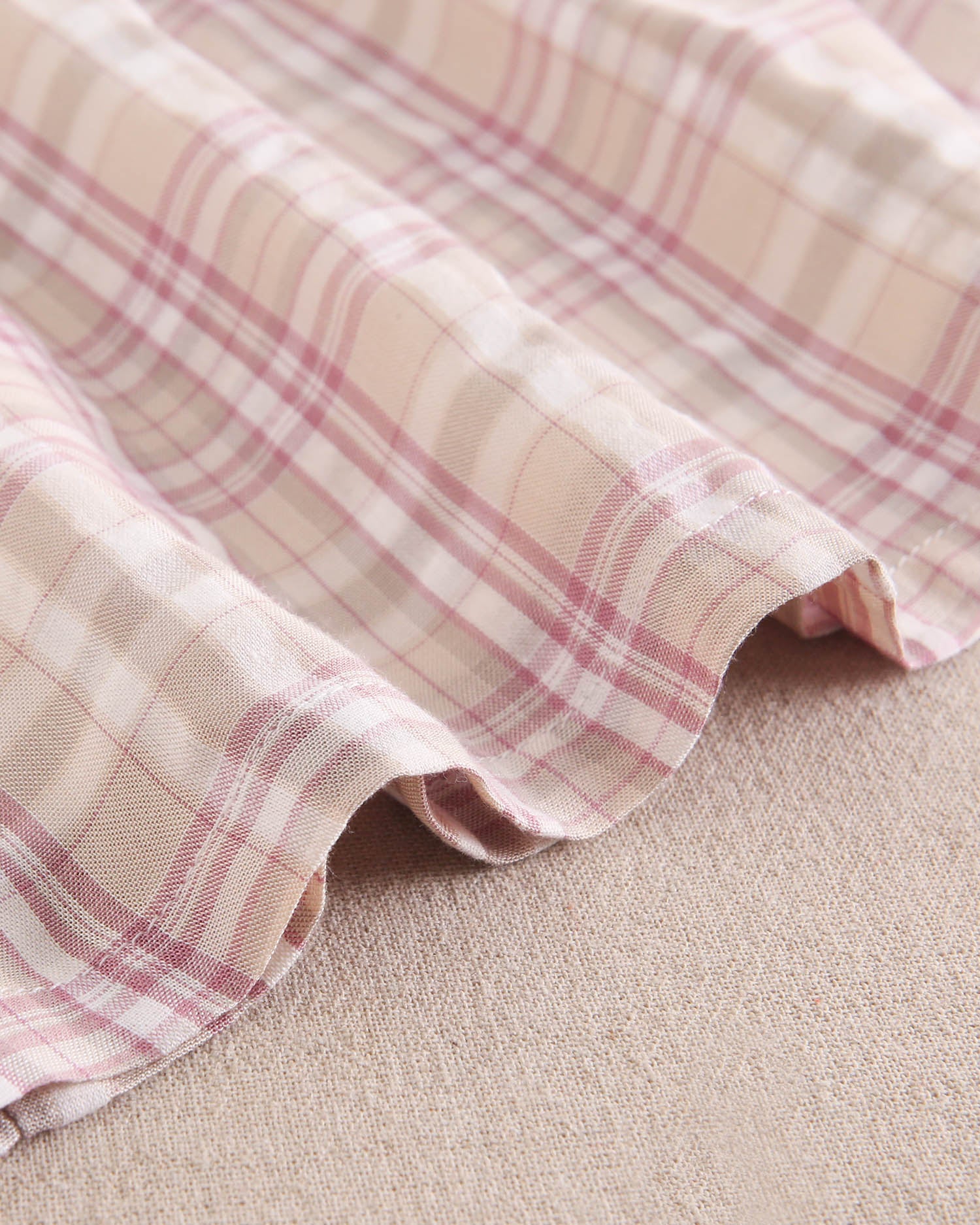 Vestido niña de cuadros rosas, marrones y blancos y cuello blanco