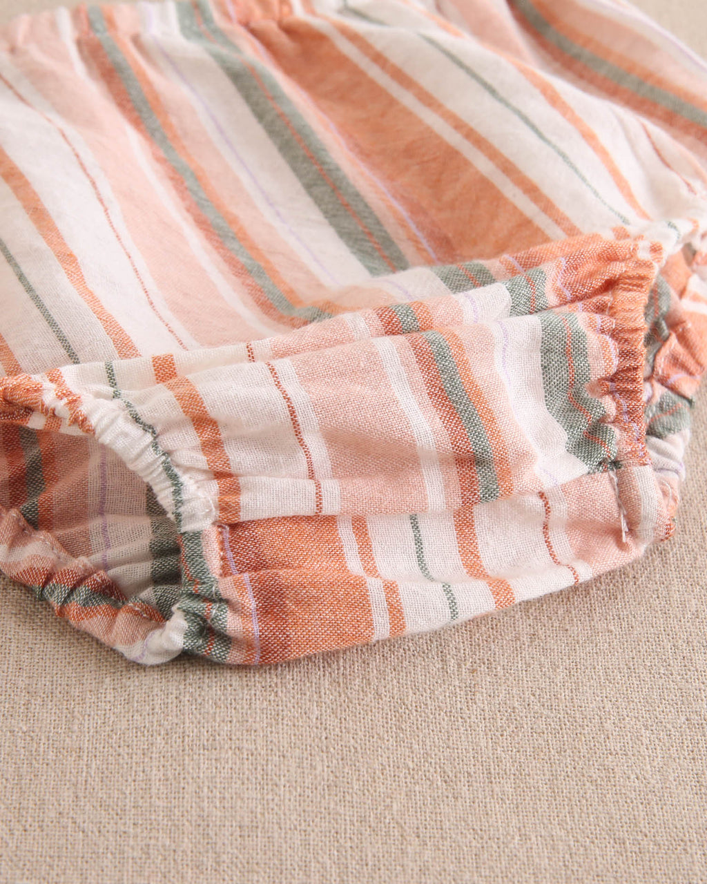 Vestido bebé niña mix de rayas naranjas, verdes y blancas