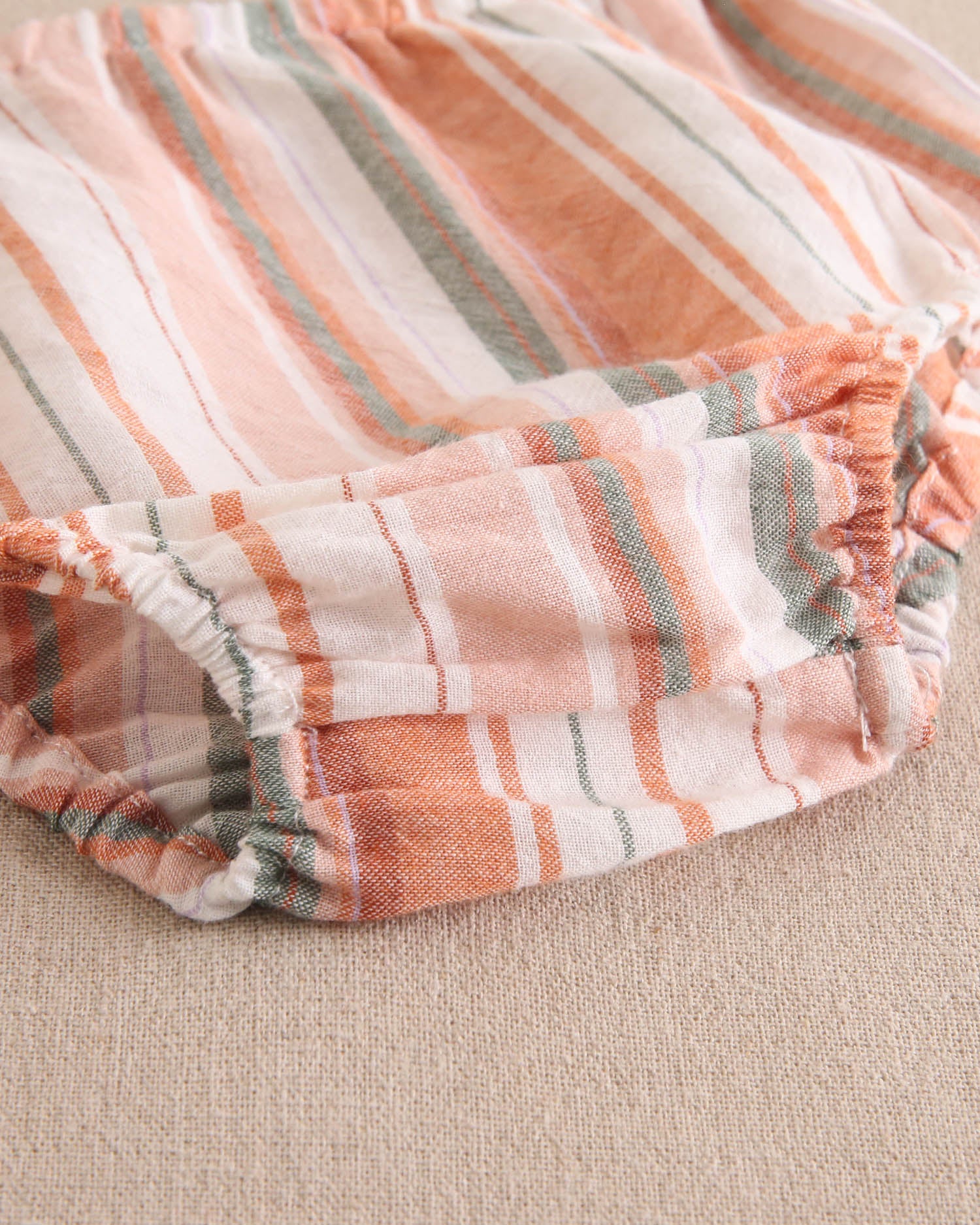 Vestido bebé niña mix de rayas naranjas, verdes y blancas