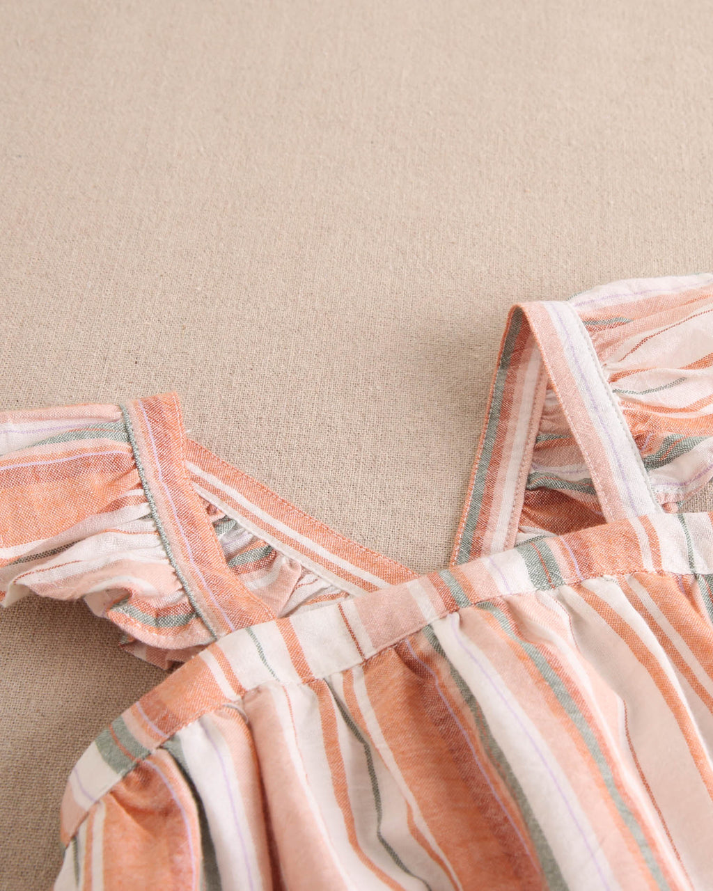 Vestido bebé niña mix de rayas naranjas, verdes y blancas